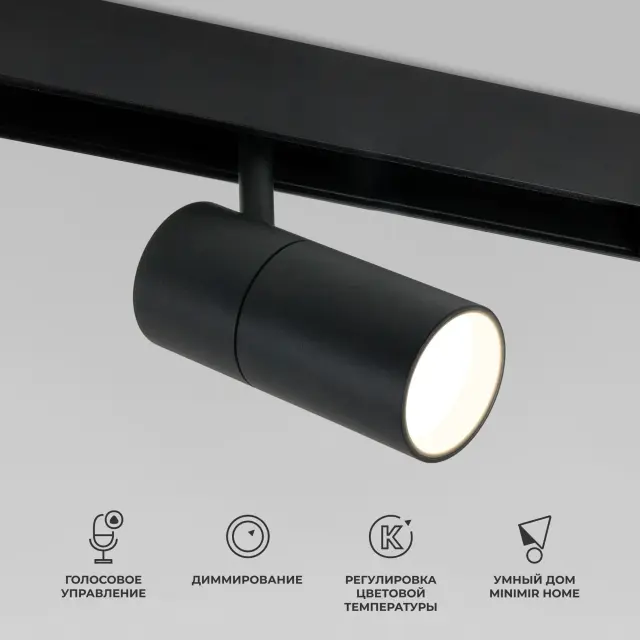 Умный трековый светильник 12W 2700-6500K Dim R02 Slim Magnetic 85075/01 — черный