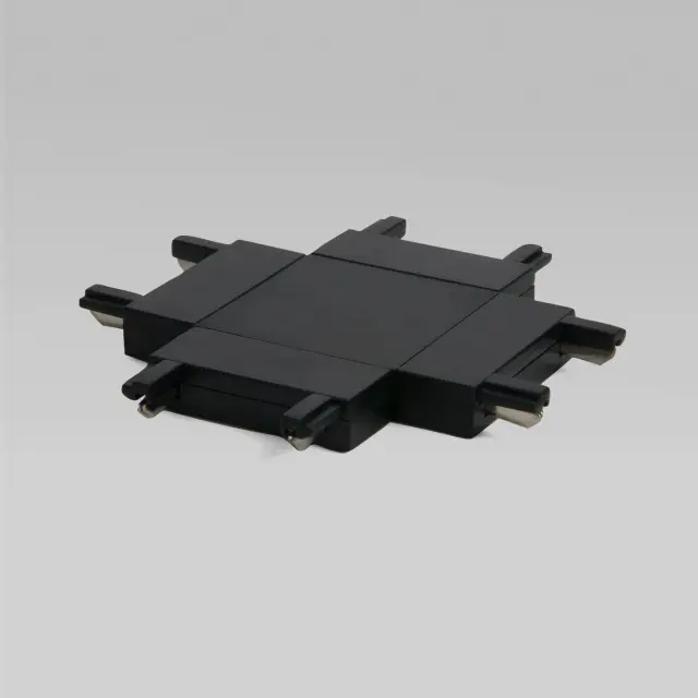 Четырёхсторонний соединитель для накладного шинопровода Flat Magnetic 85003/00 — черный, ракурс 2