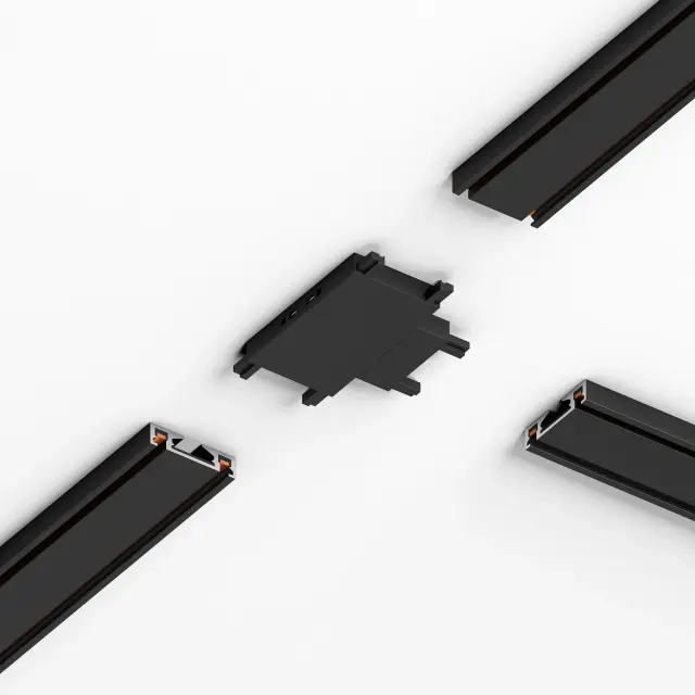 Четырёхсторонний соединитель для накладного шинопровода Flat Magnetic 85003/00 — черный, ракурс 5