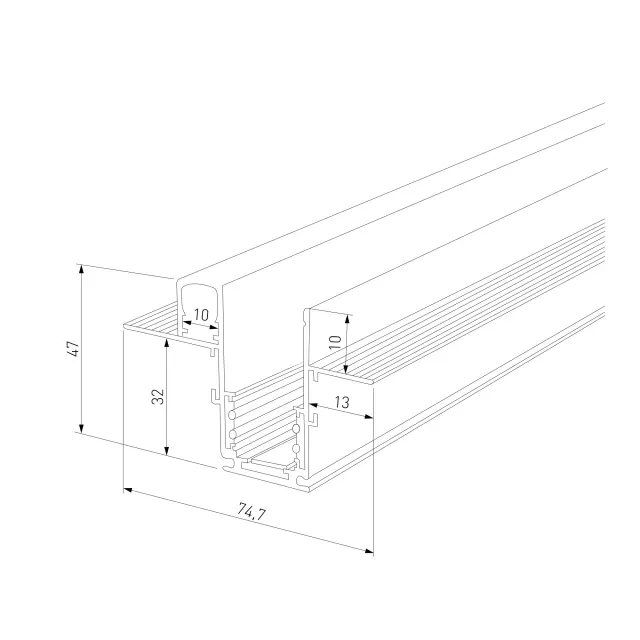 Slim Magnetic Шинопровод встраиваемый с местом под светодиодную ленту чёрный (2м) 85132/00 — черный, ракурс 6
