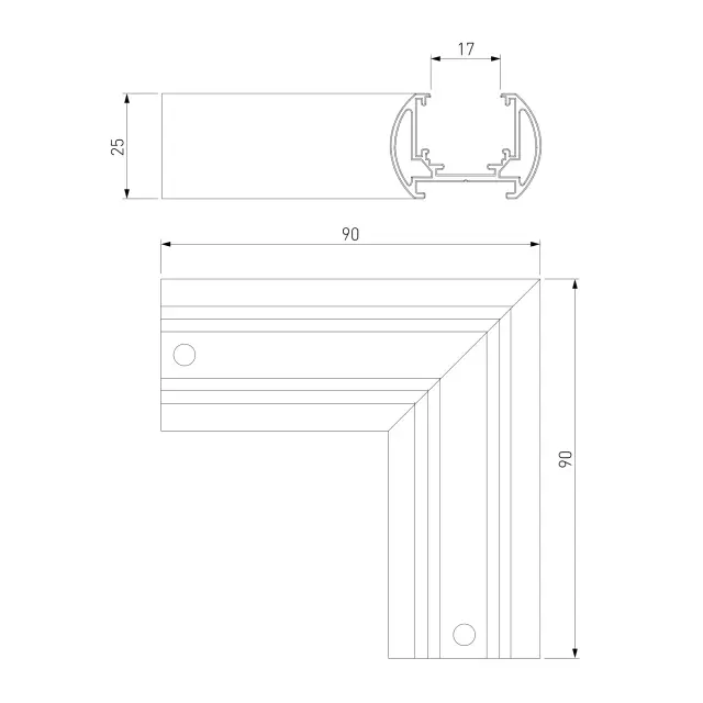 Slim Magnetic Коннектор угловой для шинопровода Round накладной 85135/00 — черный, ракурс 5