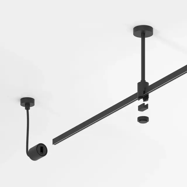 Esthetic Magnetic Подвесной комплект для подключения трековой системы освещения к питанию (боковой) 85139/00 — черный, ракурс 3