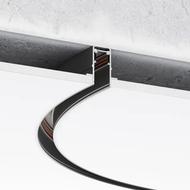 Slim Magnetic Встраиваемый радиусный шинопровод черный ⌀ 1200мм 85159/00, ракурс 2