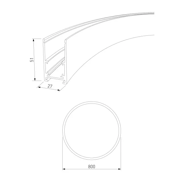 Slim Magnetic Накладной радиусный шинопровод черный ⌀ 800мм 85160/00, ракурс 3