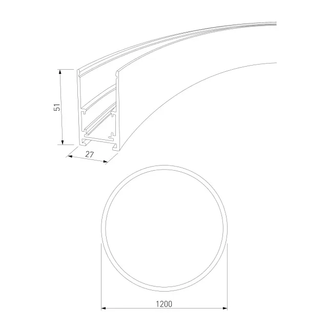Slim Magnetic Накладной радиусный шинопровод черный ⌀ 1200мм 85161/00, ракурс 3