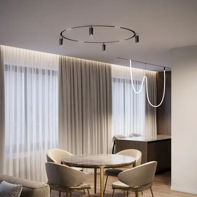 Slim Magnetic Трековый светильник для радиусного шинопровода 12W 4200K Comfi чёрный Ø 1200мм 85189/01 — черный, ракурс 3