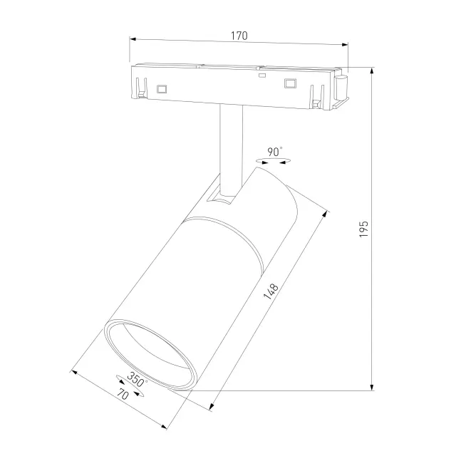 Slim Magnetic Умный трековый светильник 20W 2700-6500K Dim R03 (черный) 85197/01, ракурс 10