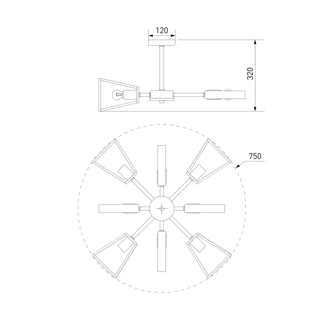 Люстра Eurosvet 70056/8 черный KLARK, ракурс 5