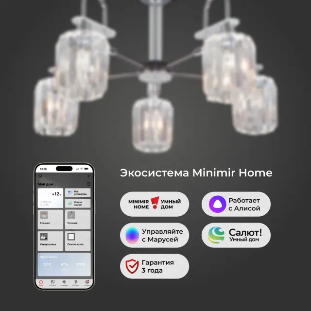 Люстра Eurosvet 70090/5 графит TENIA — черный, ракурс 5
