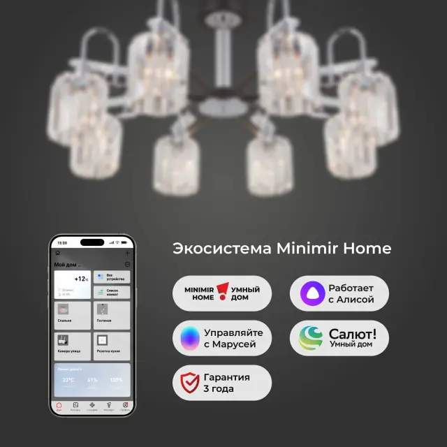 Люстра Eurosvet 70090/8 графит TENIA — черный, ракурс 5