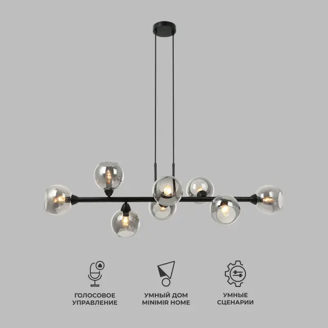Люстра Eurosvet 70113/8 дымчатый Smart ROGER — черный, ракурс 2