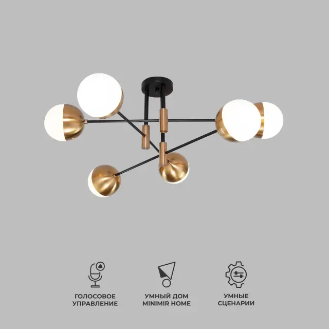 Люстра Eurosvet 70129/6 латунь Smart NUVOLA — черный, ракурс 2