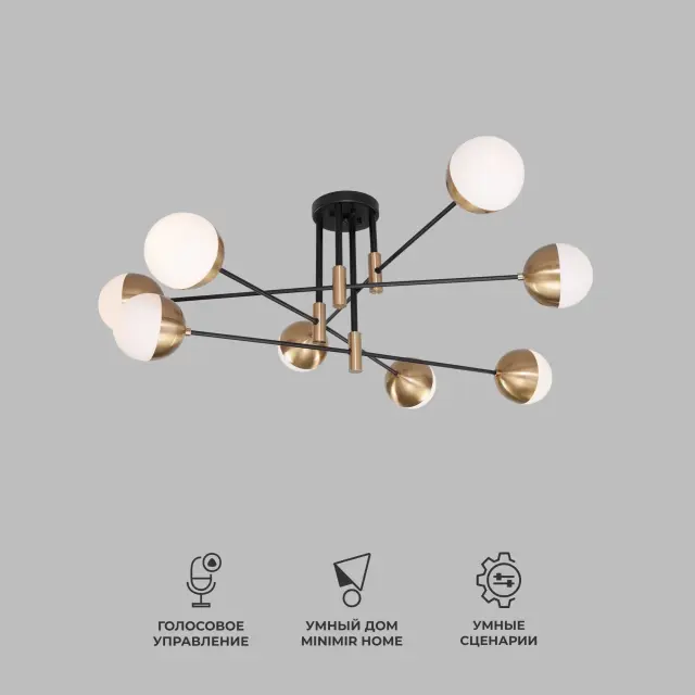 Люстра Eurosvet 70129/8 латунь Smart NUVOLA — черный, ракурс 2