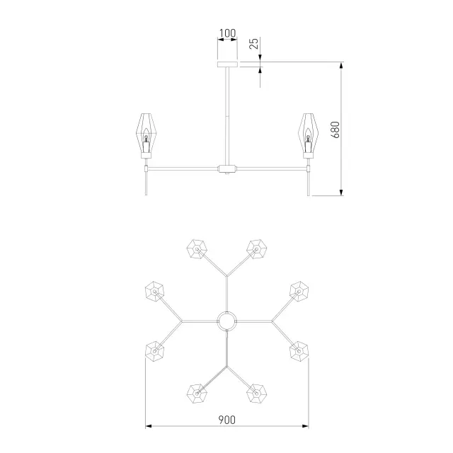 Люстра Eurosvet 60143/8 хром PRISM, ракурс 4