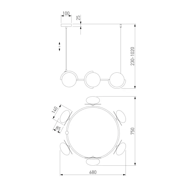Светильник Eurosvet 70150/6 черный/латунь Smart MOITY, ракурс 4