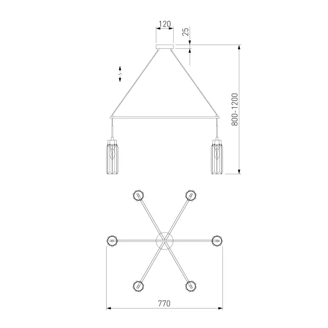 Люстра Eurosvet 60163/6 никель GILIAN, ракурс 6