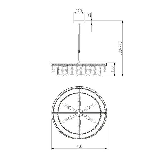 Люстра Eurosvet 60165/6 латунь SOPHIE, ракурс 6
