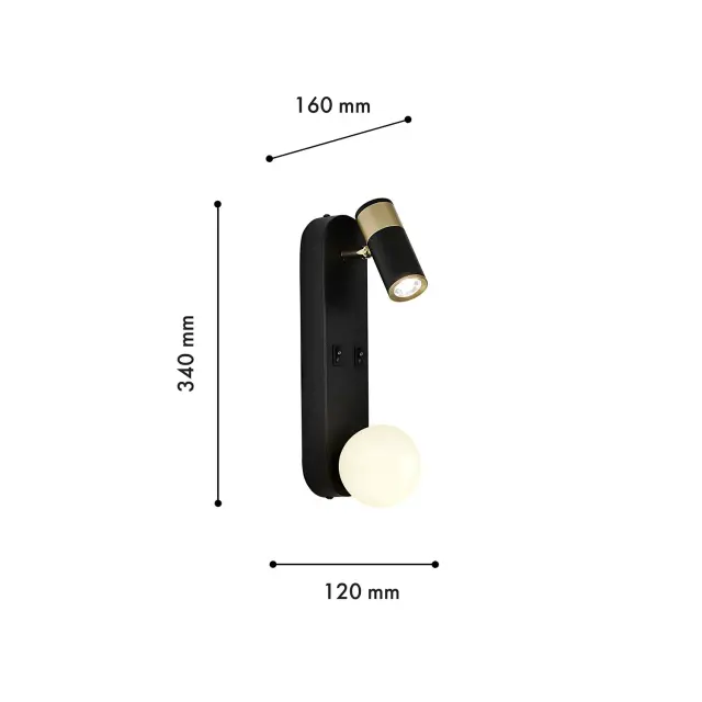 Бра Favourite 4171-2W INVENTO — черный, ракурс 3