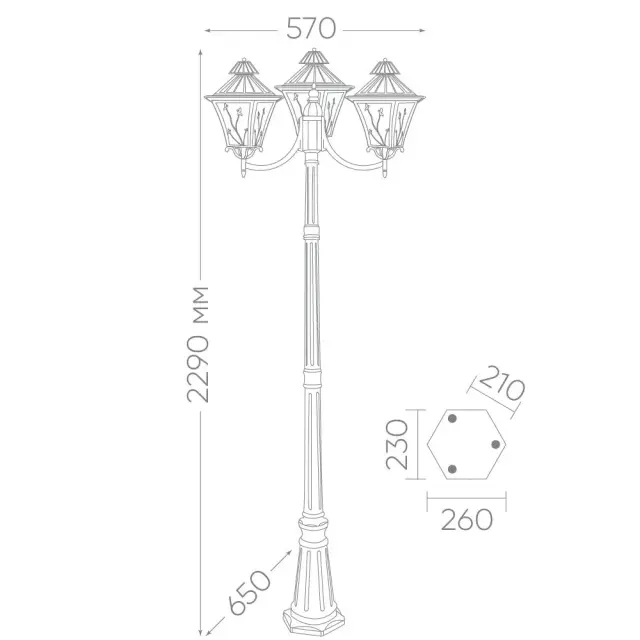 Фонарный столб Feron 11646 PL638 — коричневый, ракурс 6