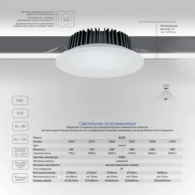 Точечный светильник Feron 32625 AL253 — белый, ракурс 2