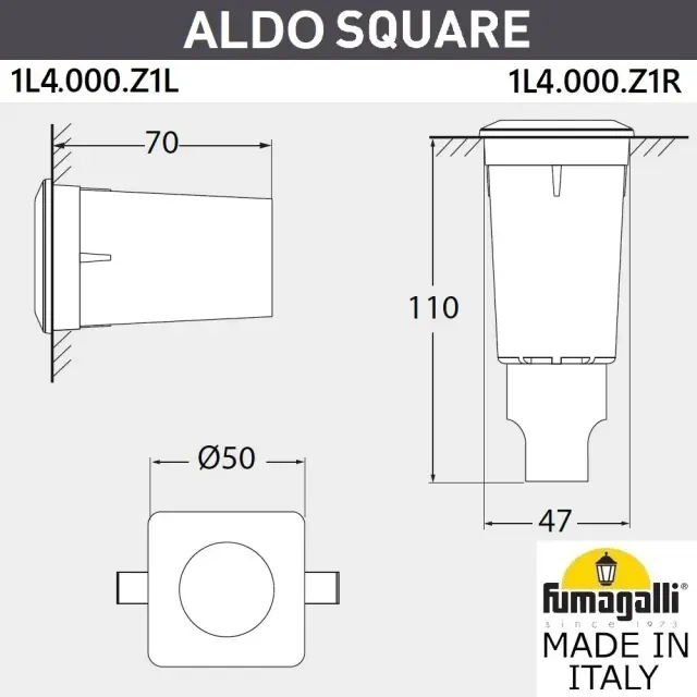 Встраиваемый в дорогу светильник Fumagalli 1L4.000.000.LXZ1L ALDO — серый, ракурс 3
