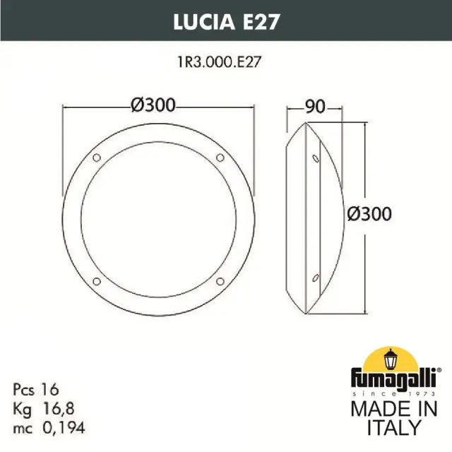 Потолочный уличный светильник Fumagalli 1R3.000.000.AYE27 LUCIA — черный, ракурс 3