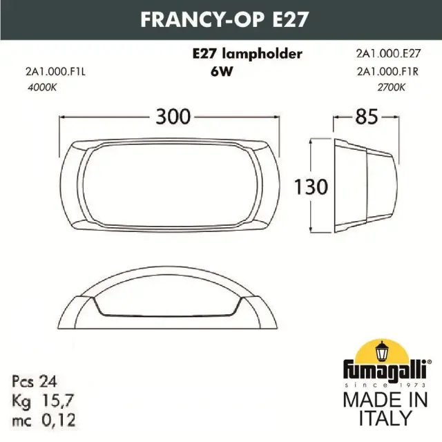 Уличный светильник Fumagalli 2A1.000.000.LYF1R FRANCY — серый, ракурс 2