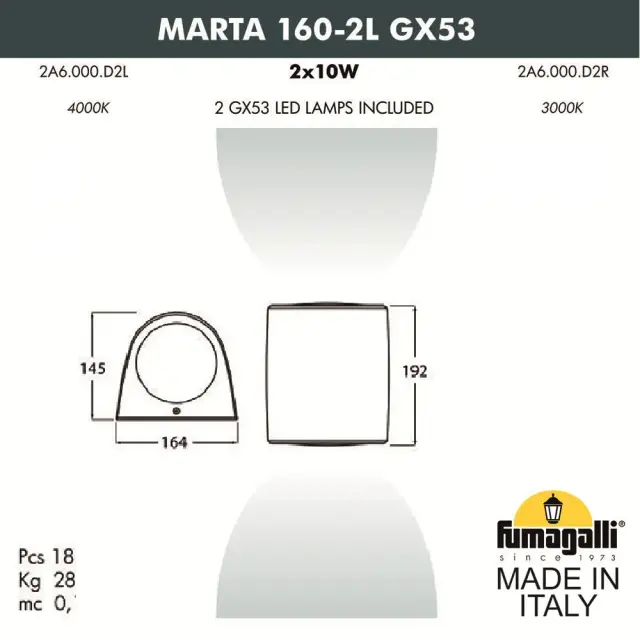 Уличный светильник Fumagalli 2A6.000.000.AXD2L MARTA — черный, ракурс 3