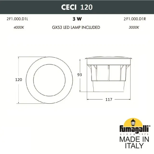 Встраиваемый в дорогу светильник Fumagalli 2F1.000.000.AXG1L CECI — черный, ракурс 3