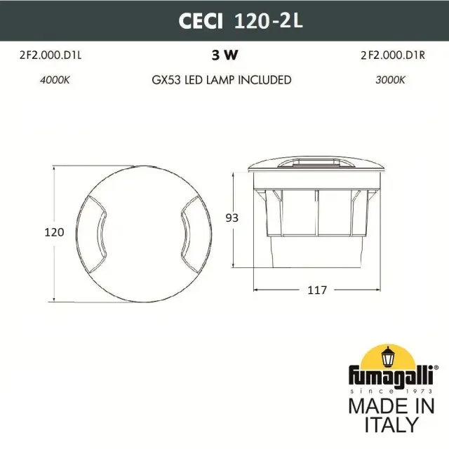 Встраиваемый в дорогу светильник Fumagalli 2F2.000.000.LXG1L CECI — серый, ракурс 3