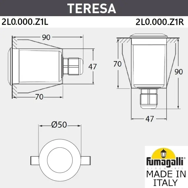 Встраиваемый в дорогу светильник Fumagalli 2L0.000.000.AXZ1L TERESA — черный, ракурс 3
