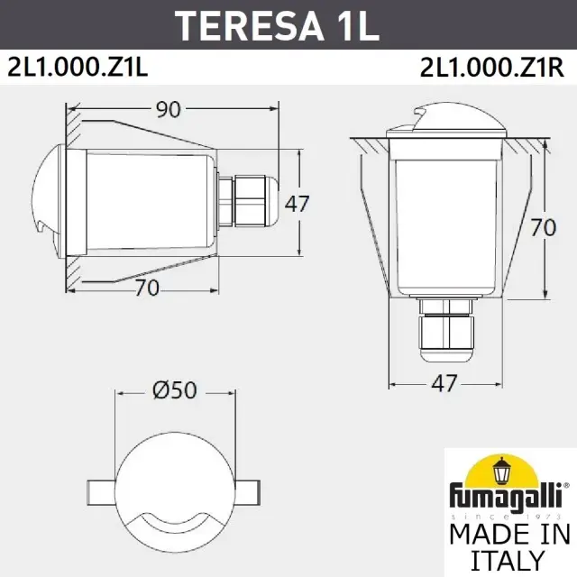 Встраиваемый в дорогу светильник Fumagalli 2L1.000.000.LXZ1L TERESA — серый, ракурс 3
