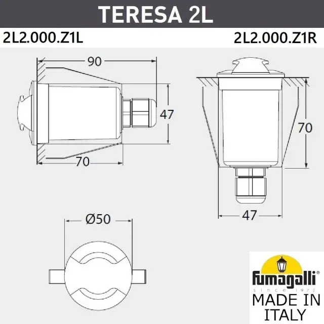 Встраиваемый в дорогу светильник Fumagalli 2L2.000.000.AXZ1L TERESA — черный, ракурс 3