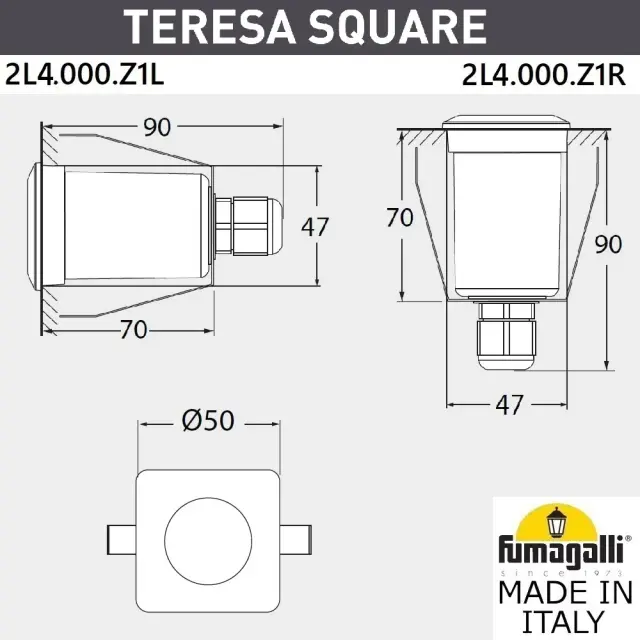 Встраиваемый в дорогу светильник Fumagalli 2L4.000.000.LXZ1L TERESA — серый, ракурс 3