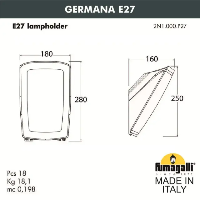 Уличный светильник Fumagalli 2N1.000.000.LYF1R GERMANA — серый, ракурс 3