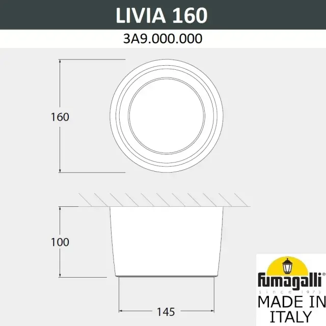 Потолочный уличный светильник Fumagalli 3A9.000.000.AXD1L LIVIA 160 — черный, ракурс 2