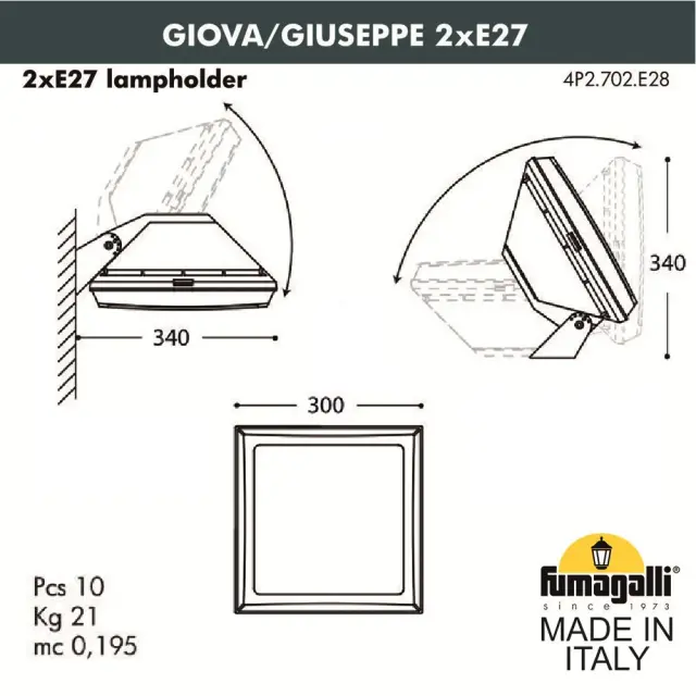 Уличный светильник Fumagalli 4P2.702.000.LYF1R GUIZEPPE — серый, ракурс 3
