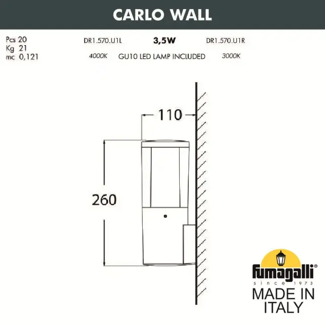 Уличный светильник Fumagalli DR1.570.000.LXU1L CARLO — серый, ракурс 2