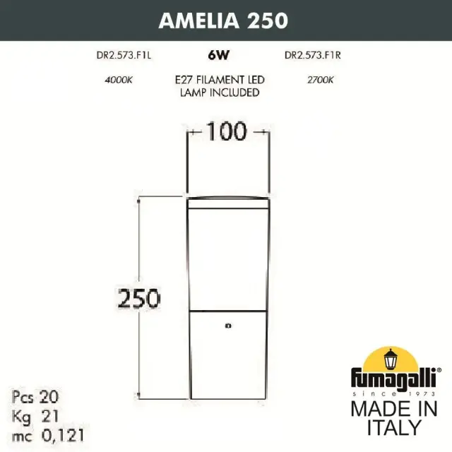 Наземный уличный светильник Fumagalli DR2.573.000.BYE27 AMELIA — бронза, ракурс 3