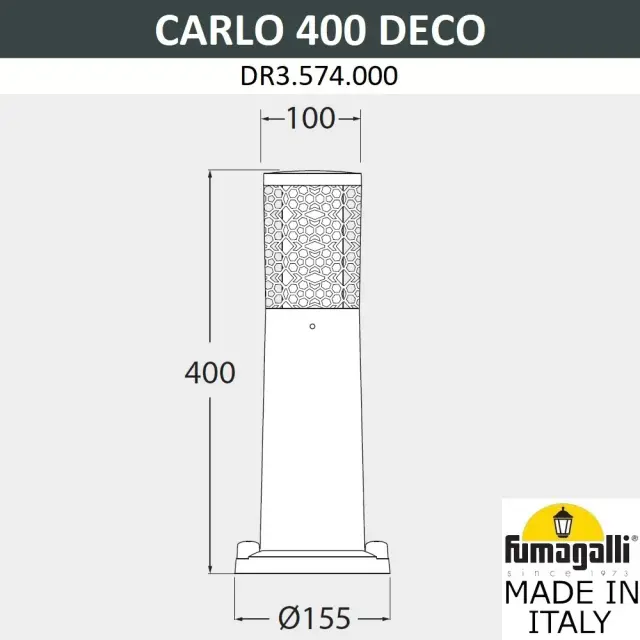 Наземный уличный светильник Fumagalli DR3.574.000.WXU1L CARLO DECO — белый, ракурс 2