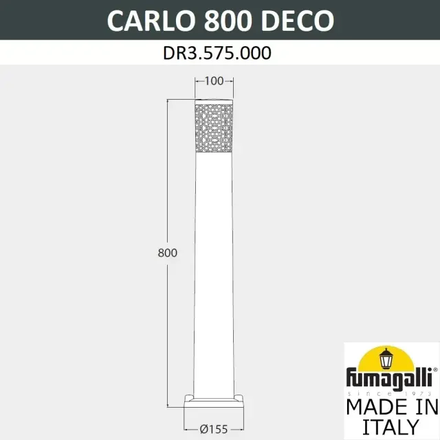 Наземный уличный светильник Fumagalli DR3.575.000.WXU1L CARLO DECO — белый, ракурс 2