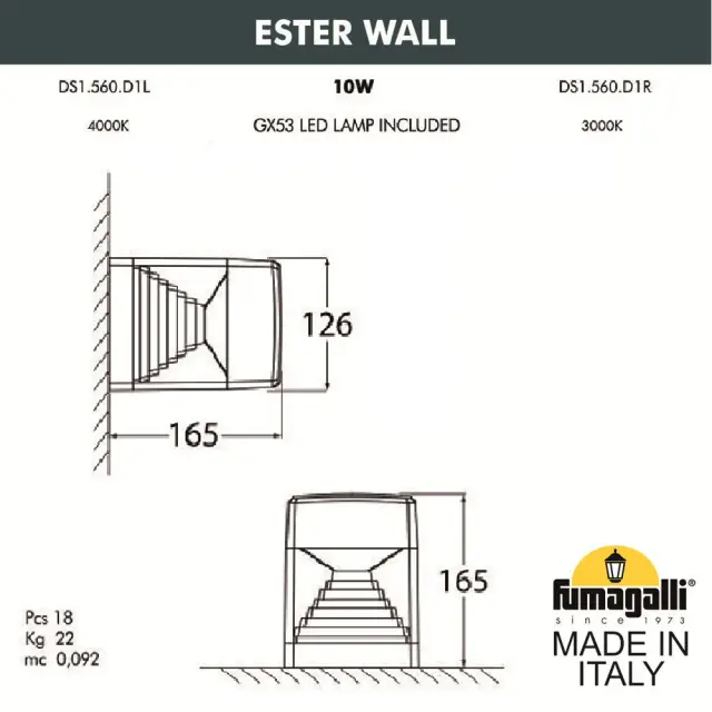 Уличный светильник Fumagalli DS1.560.000.AXD1L ESTER — черный, ракурс 2