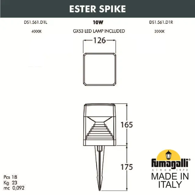 Архитектурная подсветка Fumagalli DS1.561.000.LXD1L ESTER — серый, ракурс 2