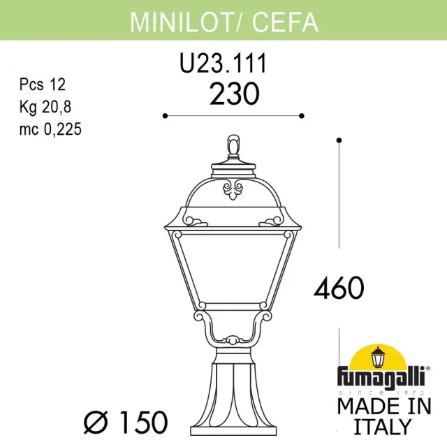 Наземный уличный светильник Fumagalli U23.111.000.BXE27 CEFA — бронза, ракурс 2