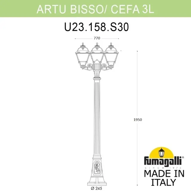 Фонарный столб Fumagalli U23.158.S30.AXE27 CEFA — черный, ракурс 3