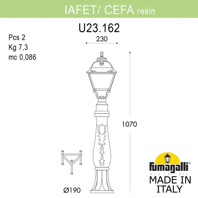 Наземный уличный светильник Fumagalli U23.162.000.AXE27 CEFA — черный, ракурс 2