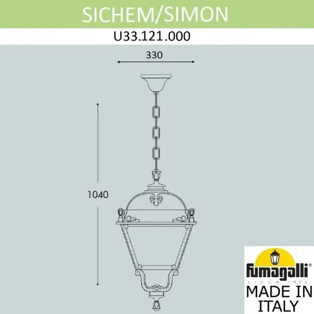 Подвесной уличный светильник Fumagalli U33.121.000.AXH27 SIMON — черный, ракурс 2