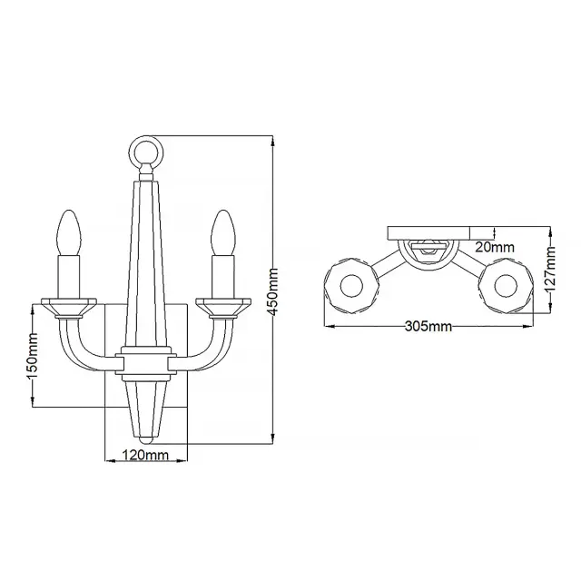 Бра Hinkley QN-ASCHER2 — хром, ракурс 5