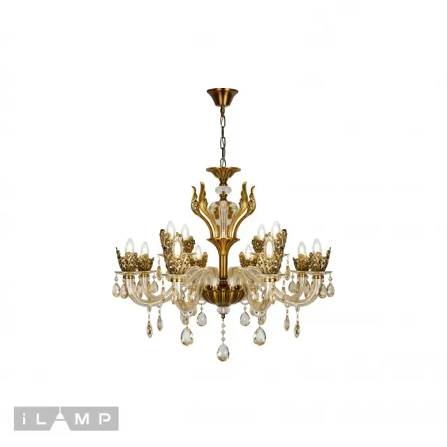 Люстра iLamp 61078-8+4 BR ASIA — бронза, ракурс 2