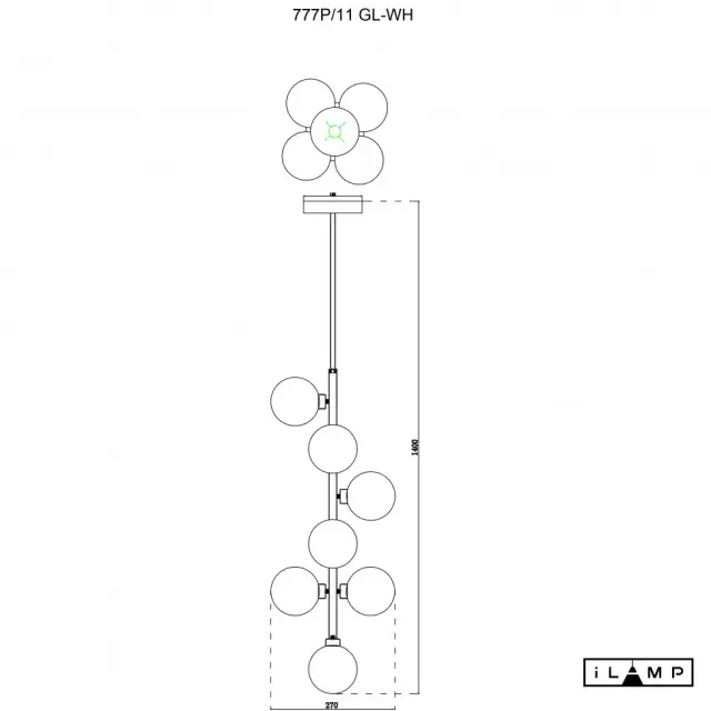 Люстра iLamp 777P/11 GL-WH GOLDEN — золотой, ракурс 2